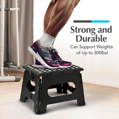 Folding Step Stool 9 Inch, Pink, Non-Slip Holds 300 lbs