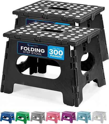 Folding Step Stool 9 Inch, Pink, Non-Slip Holds 300 lbs
