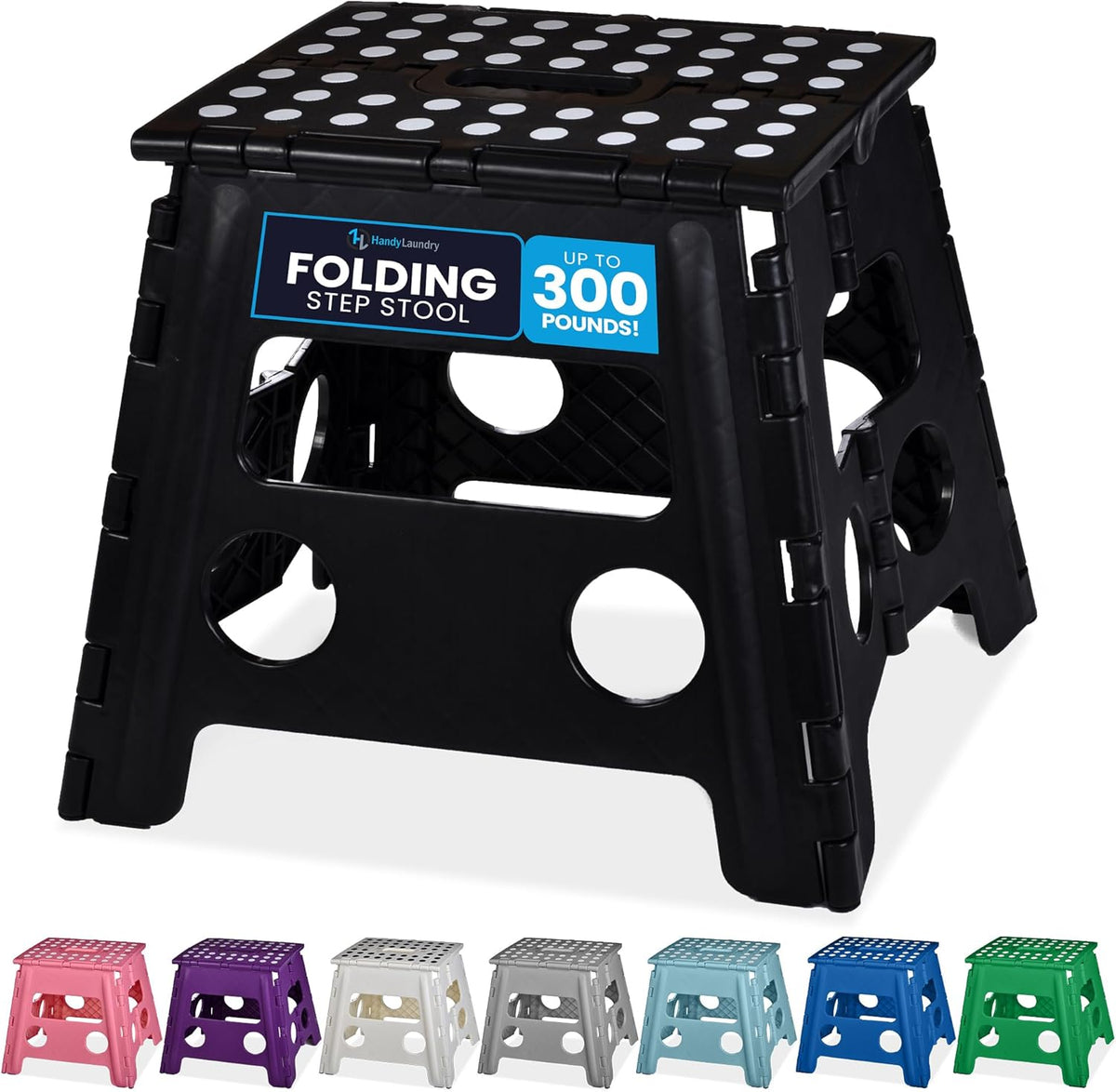 Folding Step Stool 9 Inch, Pink, Non-Slip Holds 300 lbs