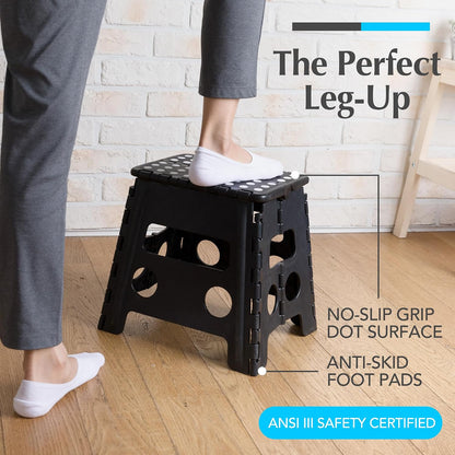 Folding Step Stool 9 Inch, Pink, Non-Slip Holds 300 lbs