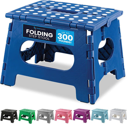 Folding Step Stool 9 Inch, Pink, Non-Slip Holds 300 lbs