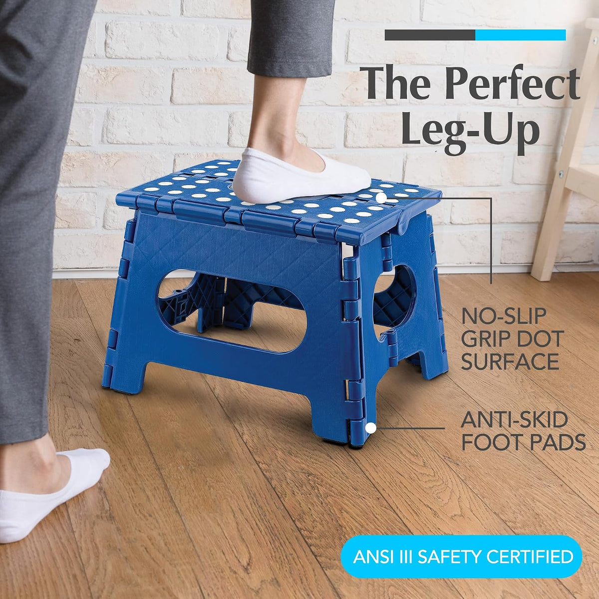 Folding Step Stool 9 Inch, Pink, Non-Slip Holds 300 lbs