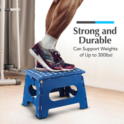Folding Step Stool 9 Inch, Pink, Non-Slip Holds 300 lbs