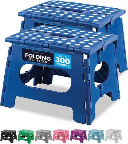 Folding Step Stool 9 Inch, Pink, Non-Slip Holds 300 lbs