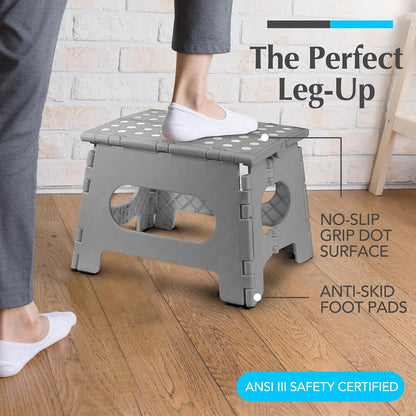 Folding Step Stool 9 Inch, Pink, Non-Slip Holds 300 lbs