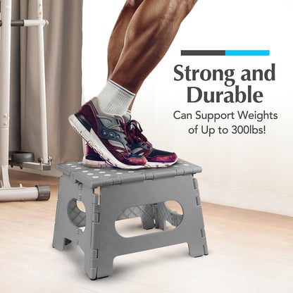 Folding Step Stool 9 Inch, Pink, Non-Slip Holds 300 lbs
