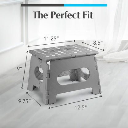 Folding Step Stool 9 Inch, Pink, Non-Slip Holds 300 lbs
