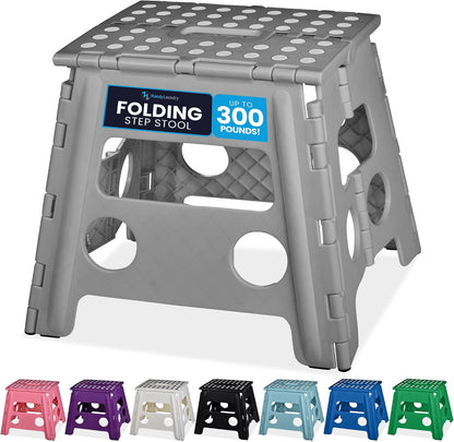 Folding Step Stool 9 Inch, Pink, Non-Slip Holds 300 lbs
