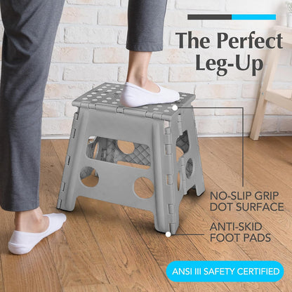 Folding Step Stool 9 Inch, Pink, Non-Slip Holds 300 lbs