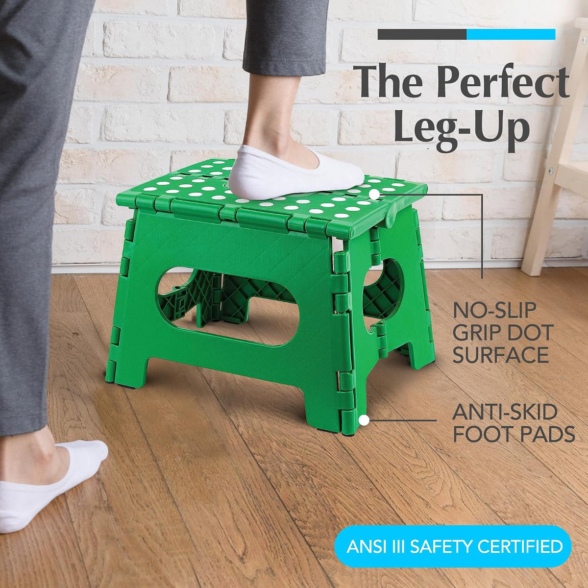 Folding Step Stool 9 Inch, Pink, Non-Slip Holds 300 lbs