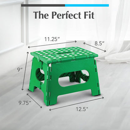 Folding Step Stool 9 Inch, Pink, Non-Slip Holds 300 lbs