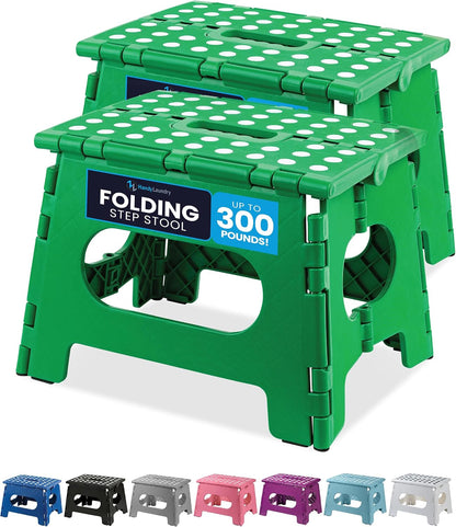Folding Step Stool 9 Inch, Pink, Non-Slip Holds 300 lbs
