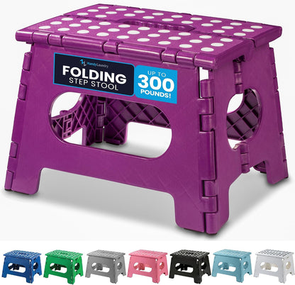 Folding Step Stool 9 Inch, Pink, Non-Slip Holds 300 lbs