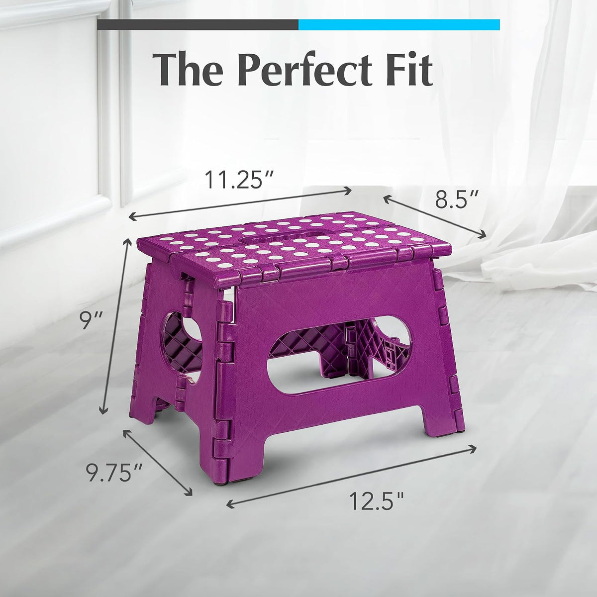 Folding Step Stool 9 Inch, Pink, Non-Slip Holds 300 lbs