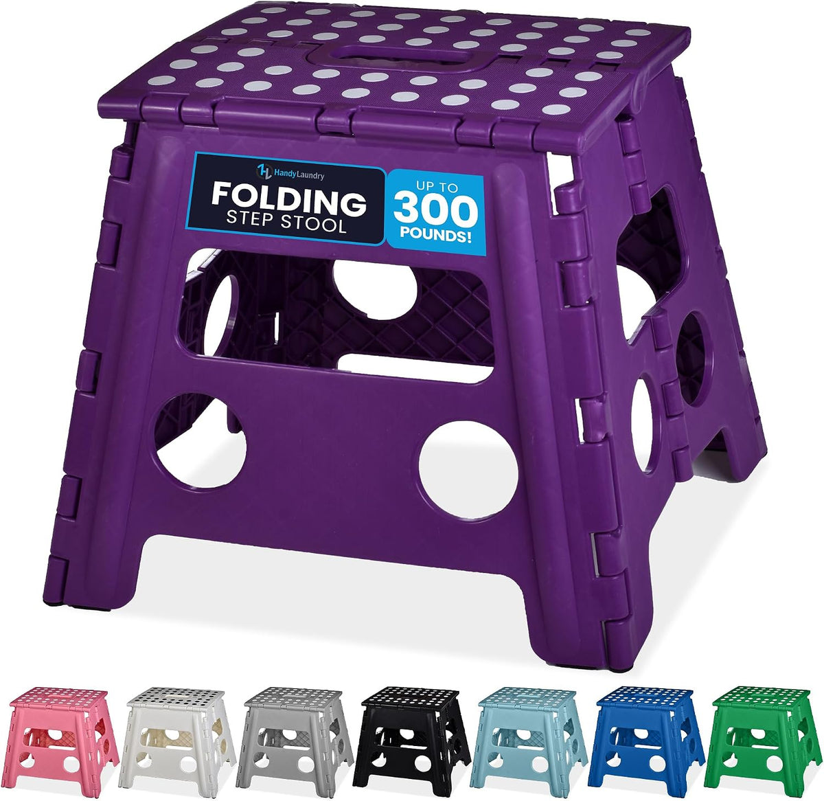 Folding Step Stool 9 Inch, Pink, Non-Slip Holds 300 lbs