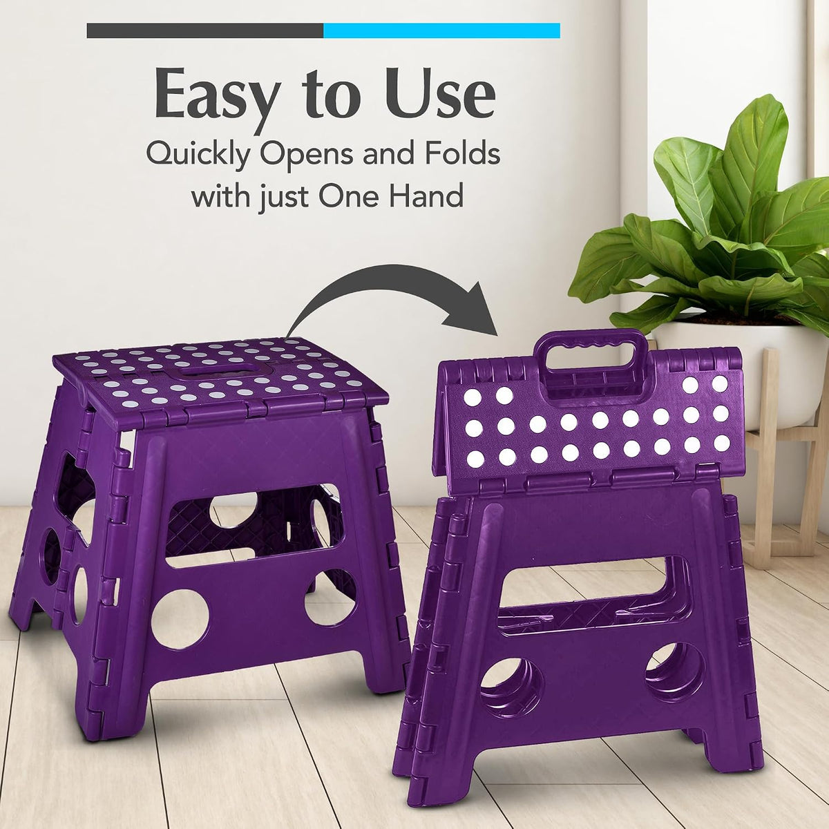 Folding Step Stool 9 Inch, Pink, Non-Slip Holds 300 lbs