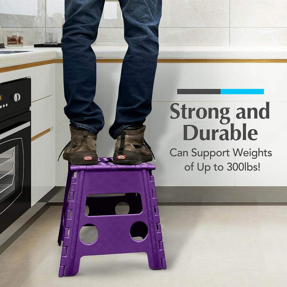 Folding Step Stool 9 Inch, Pink, Non-Slip Holds 300 lbs