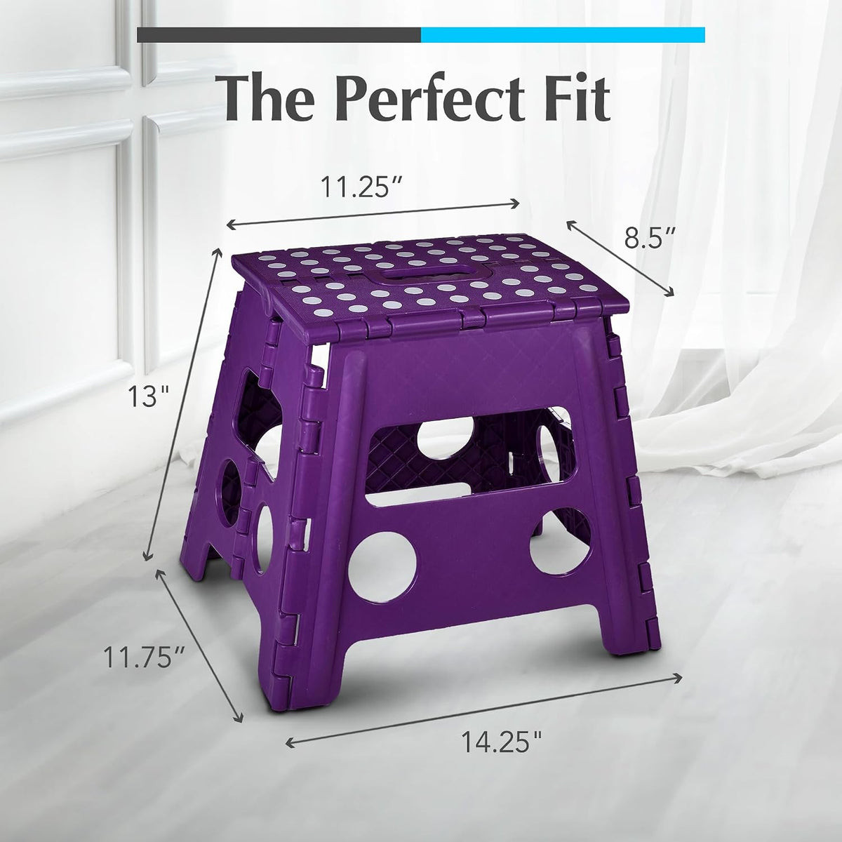 Folding Step Stool 9 Inch, Pink, Non-Slip Holds 300 lbs