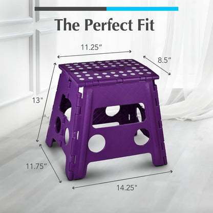 Folding Step Stool 9 Inch, Pink, Non-Slip Holds 300 lbs