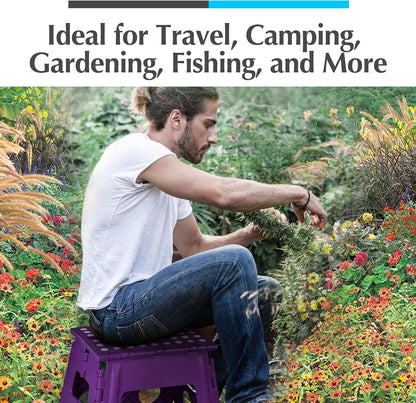 Folding Step Stool 9 Inch, Pink, Non-Slip Holds 300 lbs
