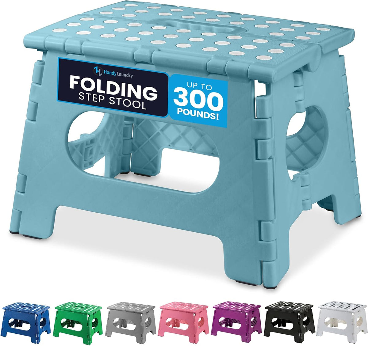 Folding Step Stool 9 Inch, Pink, Non-Slip Holds 300 lbs