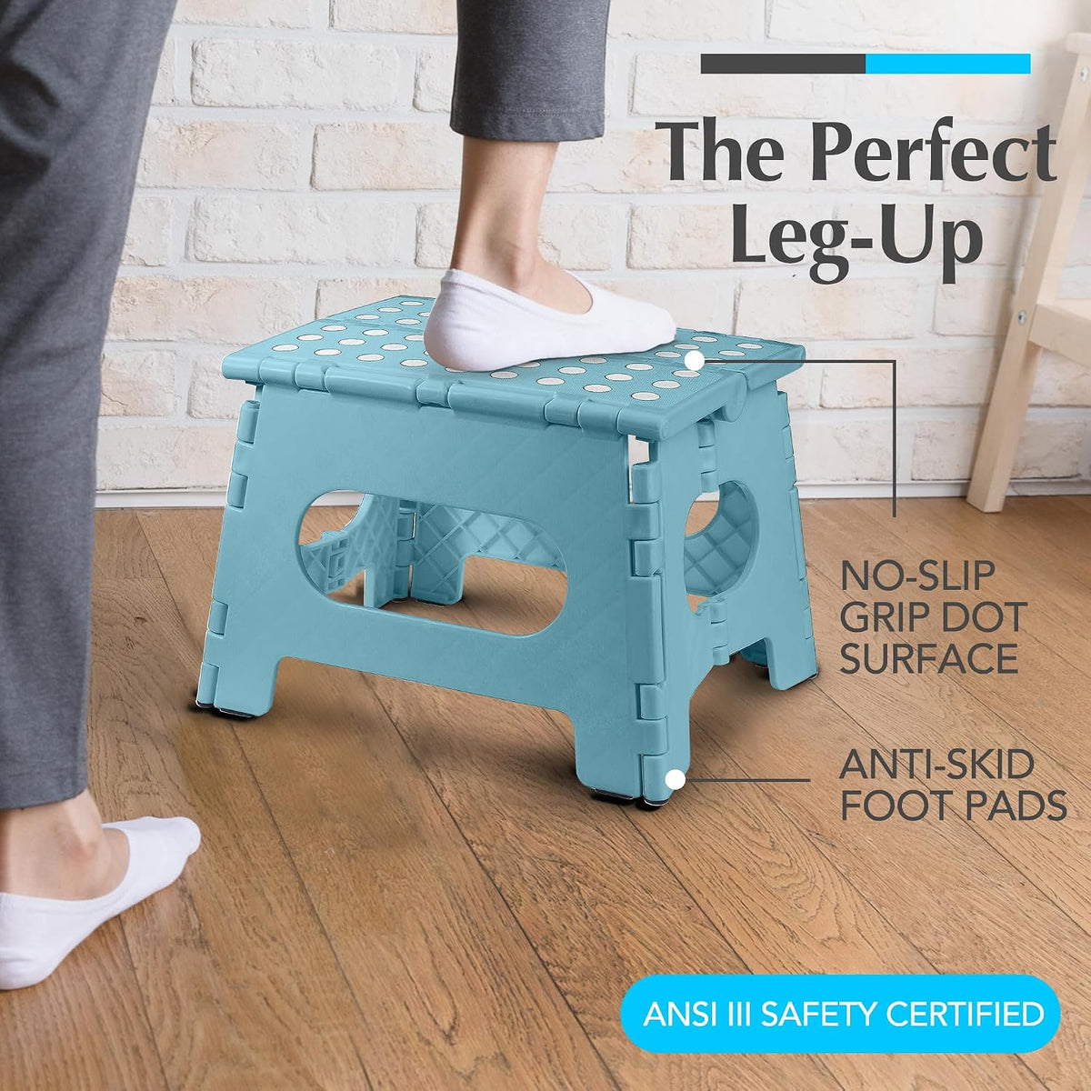 Folding Step Stool 9 Inch, Pink, Non-Slip Holds 300 lbs