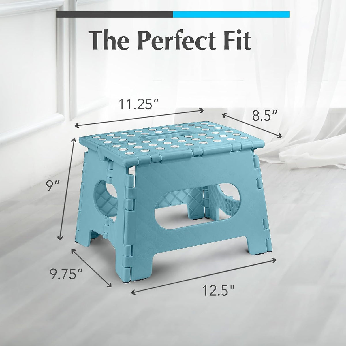 Folding Step Stool 9 Inch, Pink, Non-Slip Holds 300 lbs