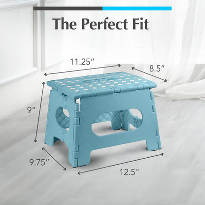Folding Step Stool 9 Inch, Pink, Non-Slip Holds 300 lbs