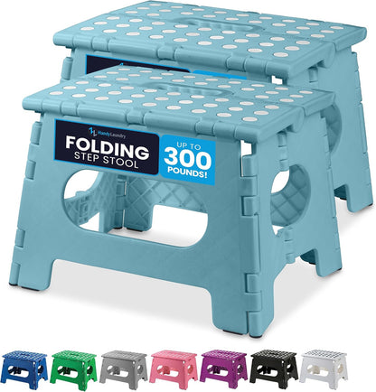 Folding Step Stool 9 Inch, Pink, Non-Slip Holds 300 lbs