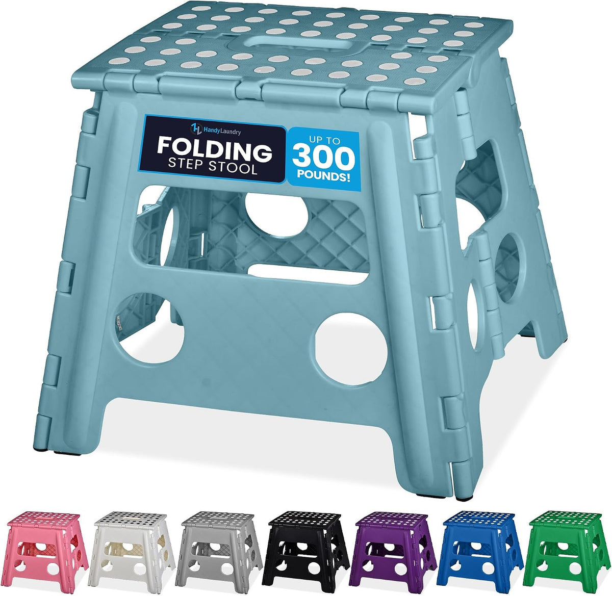 Folding Step Stool 9 Inch, Pink, Non-Slip Holds 300 lbs