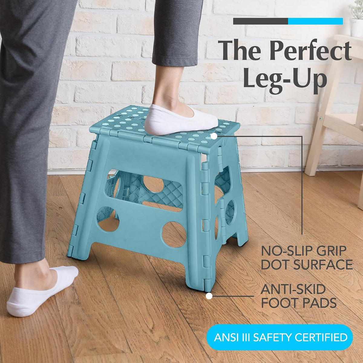 Folding Step Stool 9 Inch, Pink, Non-Slip Holds 300 lbs