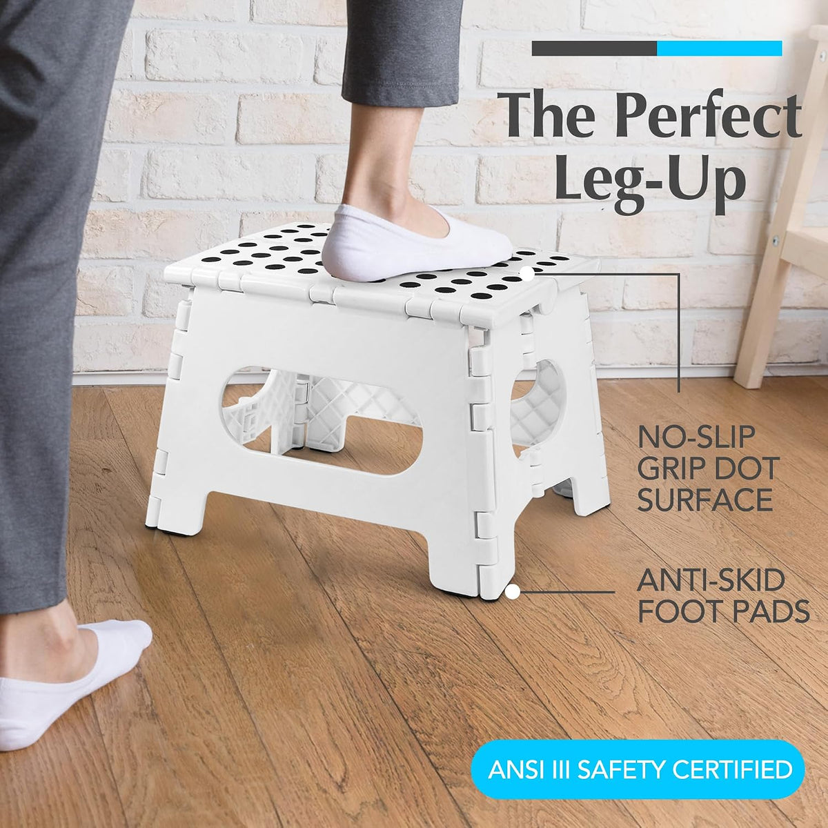 Folding Step Stool 9 Inch, Pink, Non-Slip Holds 300 lbs