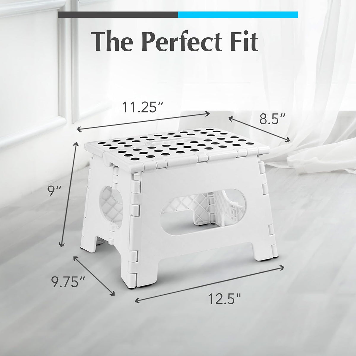 Folding Step Stool 9 Inch, Pink, Non-Slip Holds 300 lbs