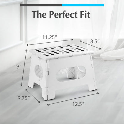 Folding Step Stool 9 Inch, Pink, Non-Slip Holds 300 lbs