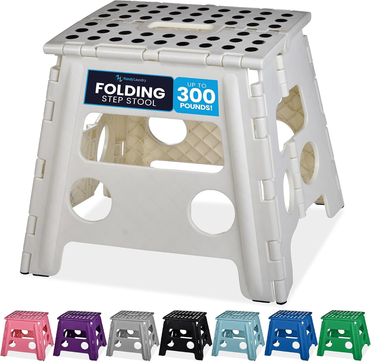 Folding Step Stool 9 Inch, Pink, Non-Slip Holds 300 lbs