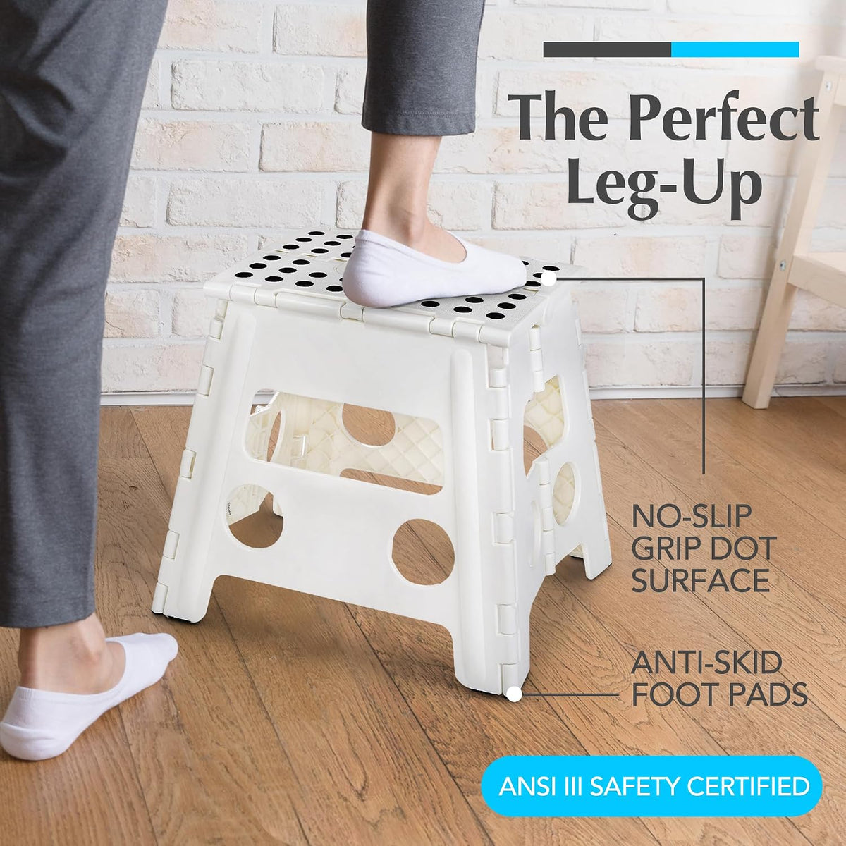 Folding Step Stool 9 Inch, Pink, Non-Slip Holds 300 lbs