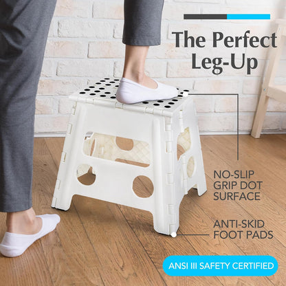Folding Step Stool 9 Inch, Pink, Non-Slip Holds 300 lbs