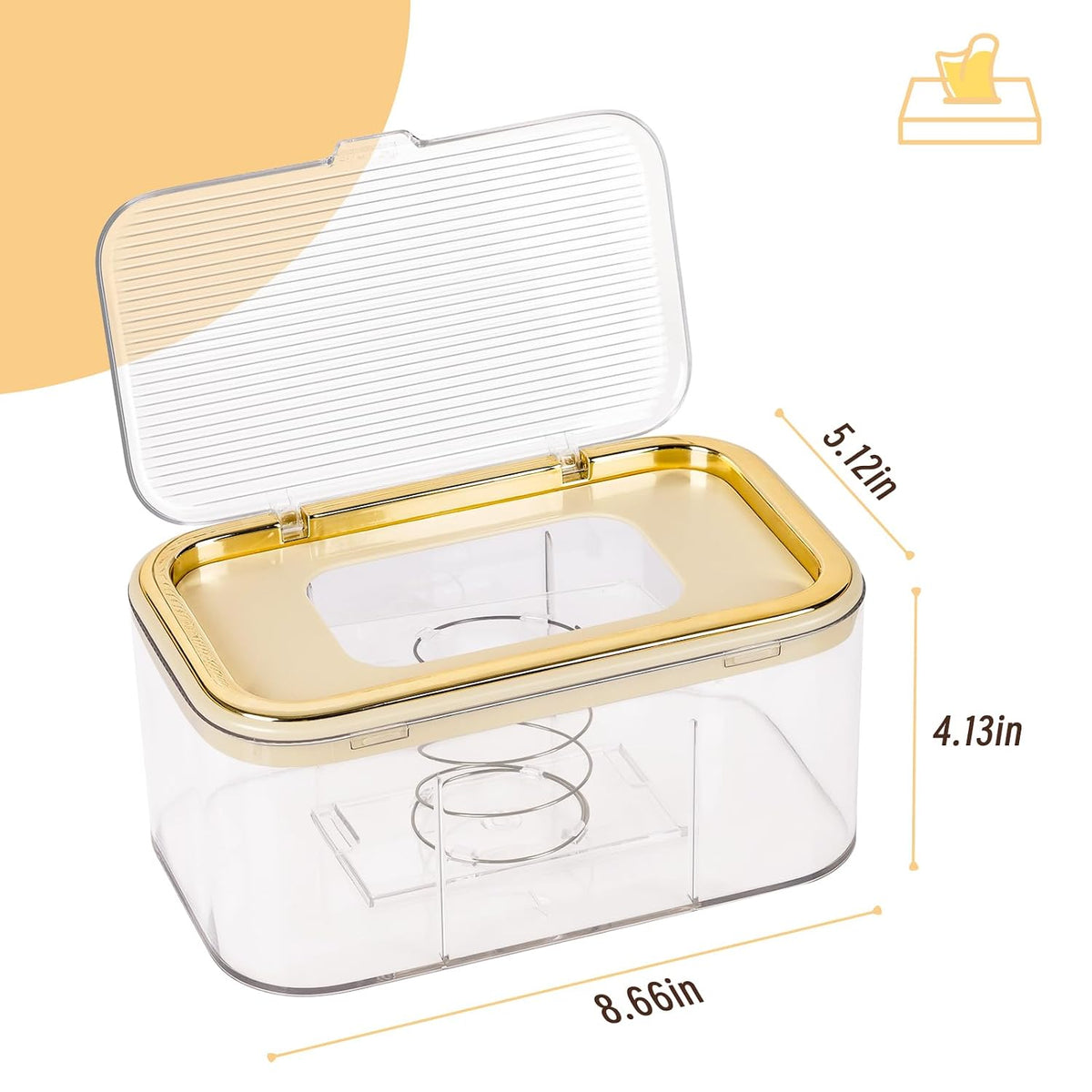 Baby Wipes Dispenser, Large Capacity Wipe Holder, Gold