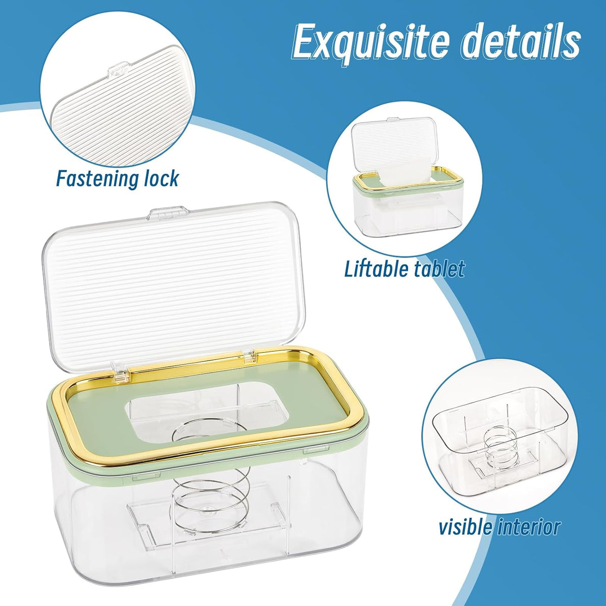 Baby Wipes Dispenser, Large Capacity Wipe Holder, Gold
