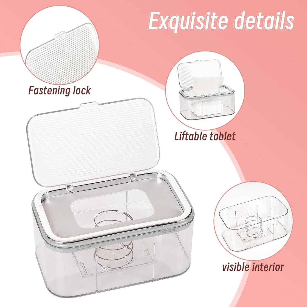 Baby Wipes Dispenser, Large Capacity Wipe Holder, Gold