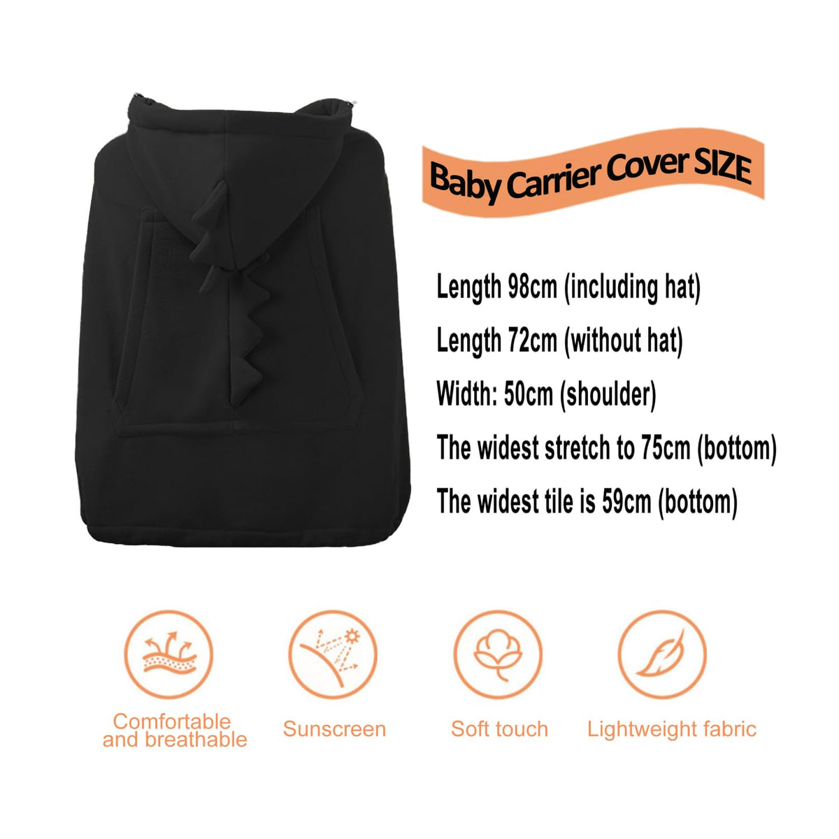 Baby Carrier Cover Stroller Cover,Newborn Hooded Stretchy Cloak,Soft Kangaroo Hoodie for Mom Baby,Suit for All Seasons (Green)