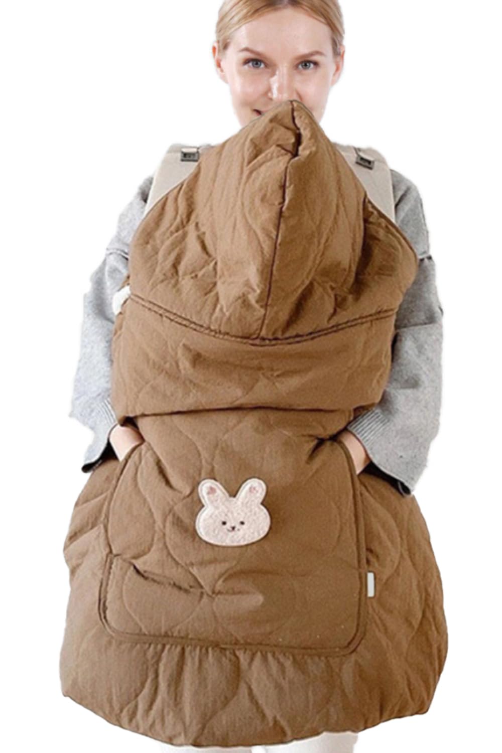 Baby Carrier Cover Stroller Cover,Newborn Hooded Stretchy Cloak,Soft Kangaroo Hoodie for Mom Baby,Suit for All Seasons (Green)
