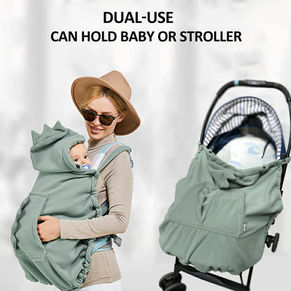 Baby Carrier Cover Stroller Cover,Newborn Hooded Stretchy Cloak,Soft Kangaroo Hoodie for Mom Baby,Suit for All Seasons (Green)