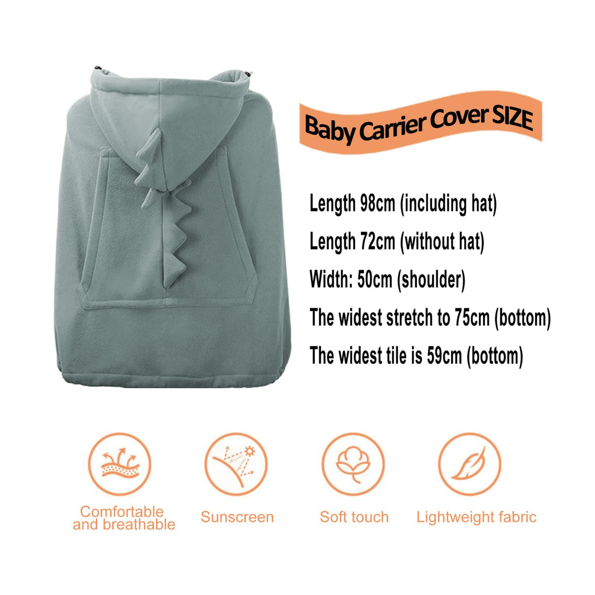 Baby Carrier Cover Stroller Cover,Newborn Hooded Stretchy Cloak,Soft Kangaroo Hoodie for Mom Baby,Suit for All Seasons (Green)