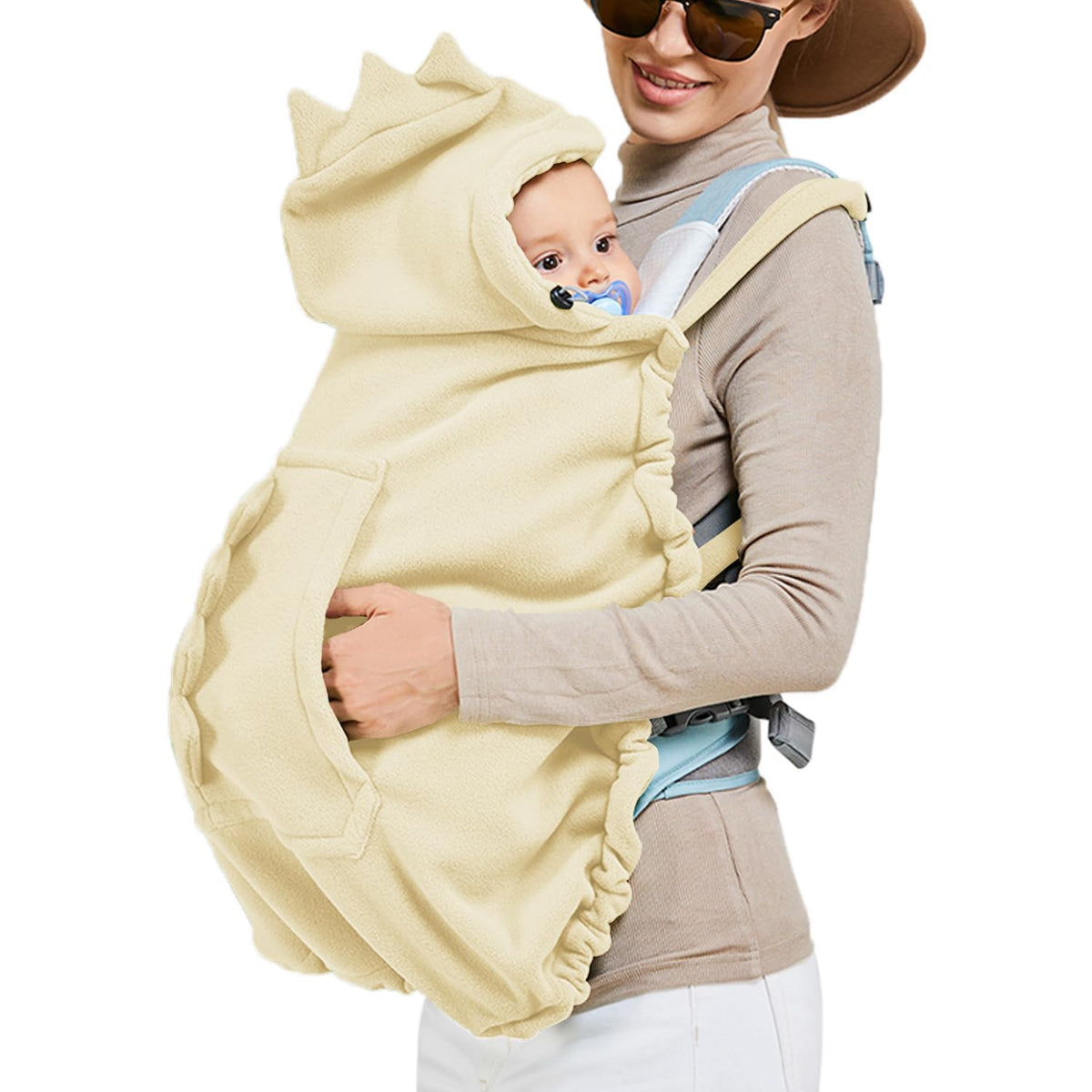 Baby Carrier Cover Stroller Cover,Newborn Hooded Stretchy Cloak,Soft Kangaroo Hoodie for Mom Baby,Suit for All Seasons (Green)