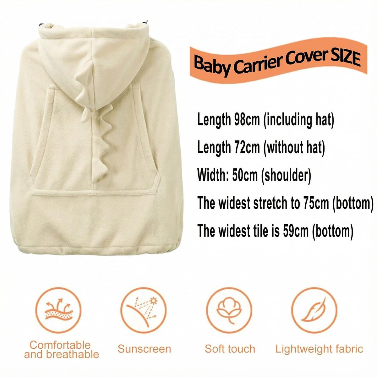 Baby Carrier Cover Stroller Cover,Newborn Hooded Stretchy Cloak,Soft Kangaroo Hoodie for Mom Baby,Suit for All Seasons (Green)