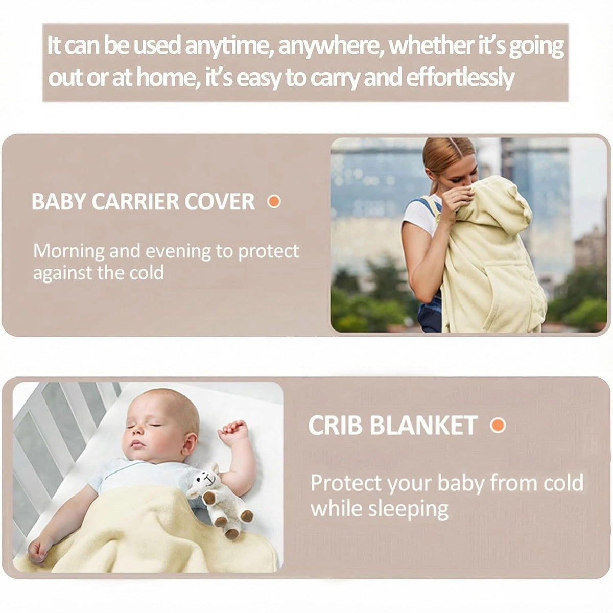 Baby Carrier Cover Stroller Cover,Newborn Hooded Stretchy Cloak,Soft Kangaroo Hoodie for Mom Baby,Suit for All Seasons (Green)