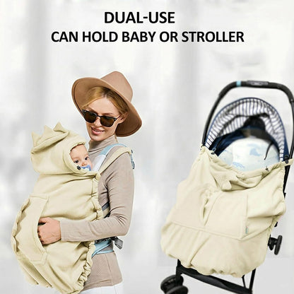 Baby Carrier Cover Stroller Cover,Newborn Hooded Stretchy Cloak,Soft Kangaroo Hoodie for Mom Baby,Suit for All Seasons (Green)