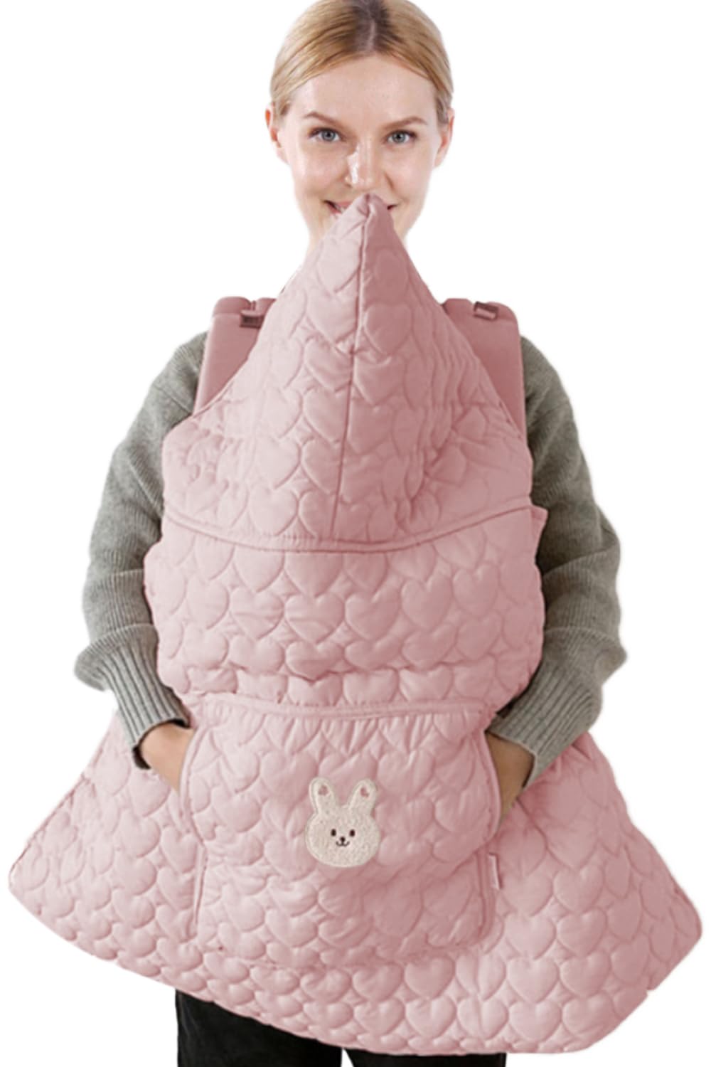 Baby Carrier Cover Stroller Cover,Newborn Hooded Stretchy Cloak,Soft Kangaroo Hoodie for Mom Baby,Suit for All Seasons (Green)