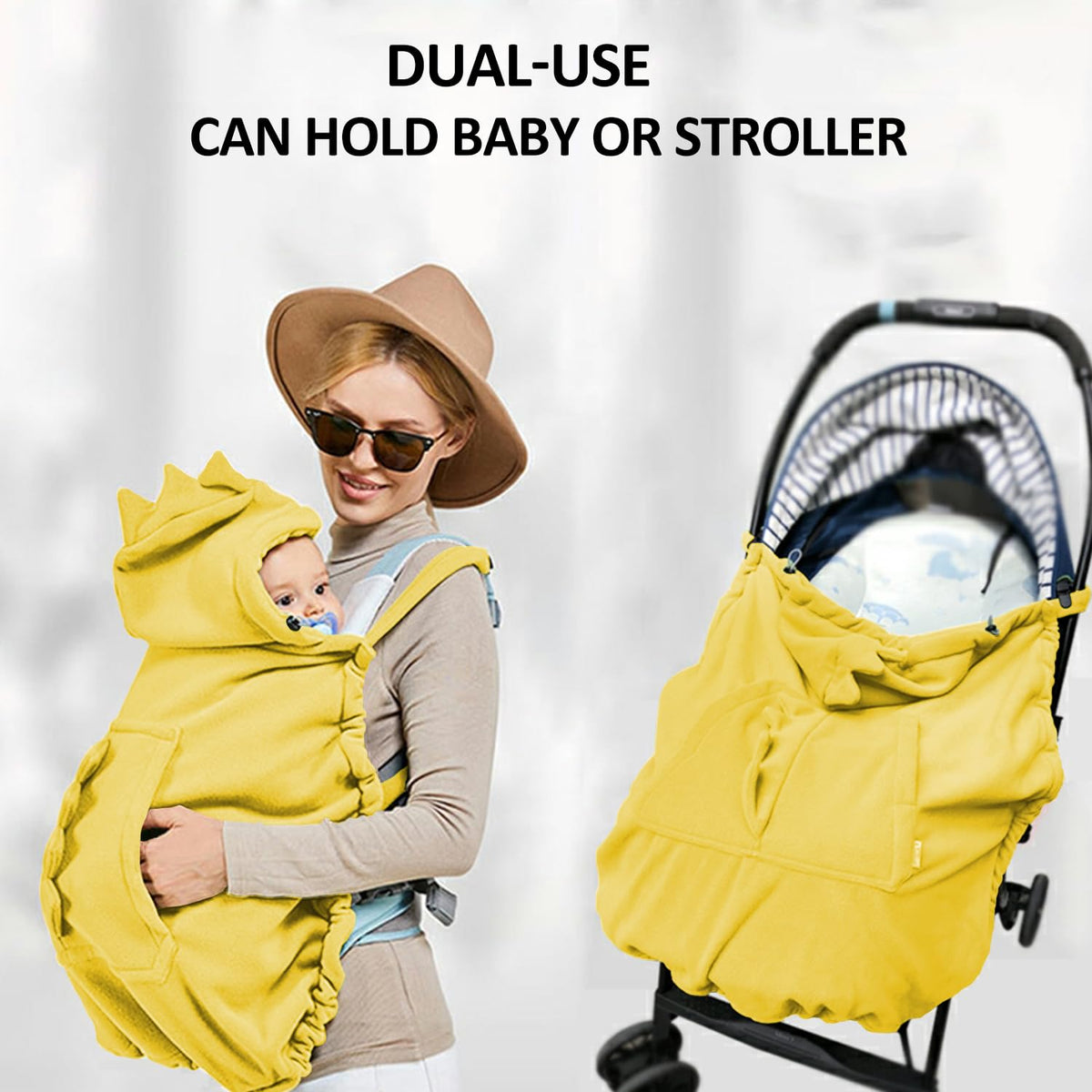 Baby Carrier Cover Stroller Cover,Newborn Hooded Stretchy Cloak,Soft Kangaroo Hoodie for Mom Baby,Suit for All Seasons (Green)